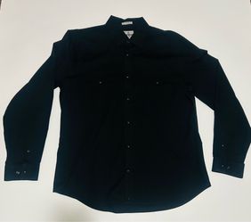 Men's Express Black Fitted Long Sleeve Button Down Shirt - Size XL (17/17.5)