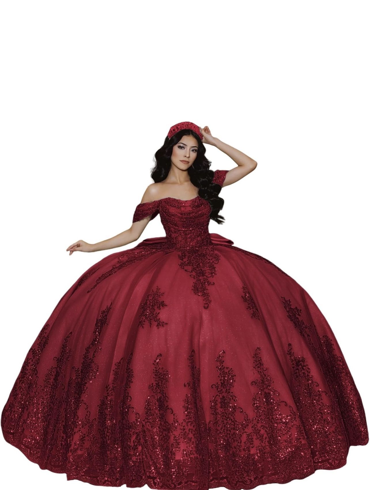 Burgundy Size 4 Quinceaera Dress Never Used Women's clothing