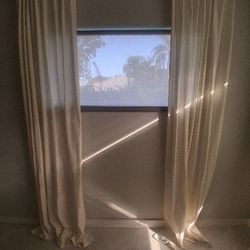 NEW EXTREMELY NICE CURTAINS FROM "THE POTTERY BARN, CEILING TO FLOOR WITH ALL THE HARDWARE INCLUDED, GREAT PRICE FOR SUCH A FINE ITEM!!!