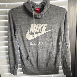 Nike “Just Do It” Sweatshirt - Womens Size Med - Gray Hooded Drawstring Pullover