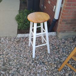 Wooden stool, white legs