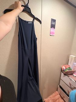 Navy Blue Ribbed Sleeveless Maxi romper