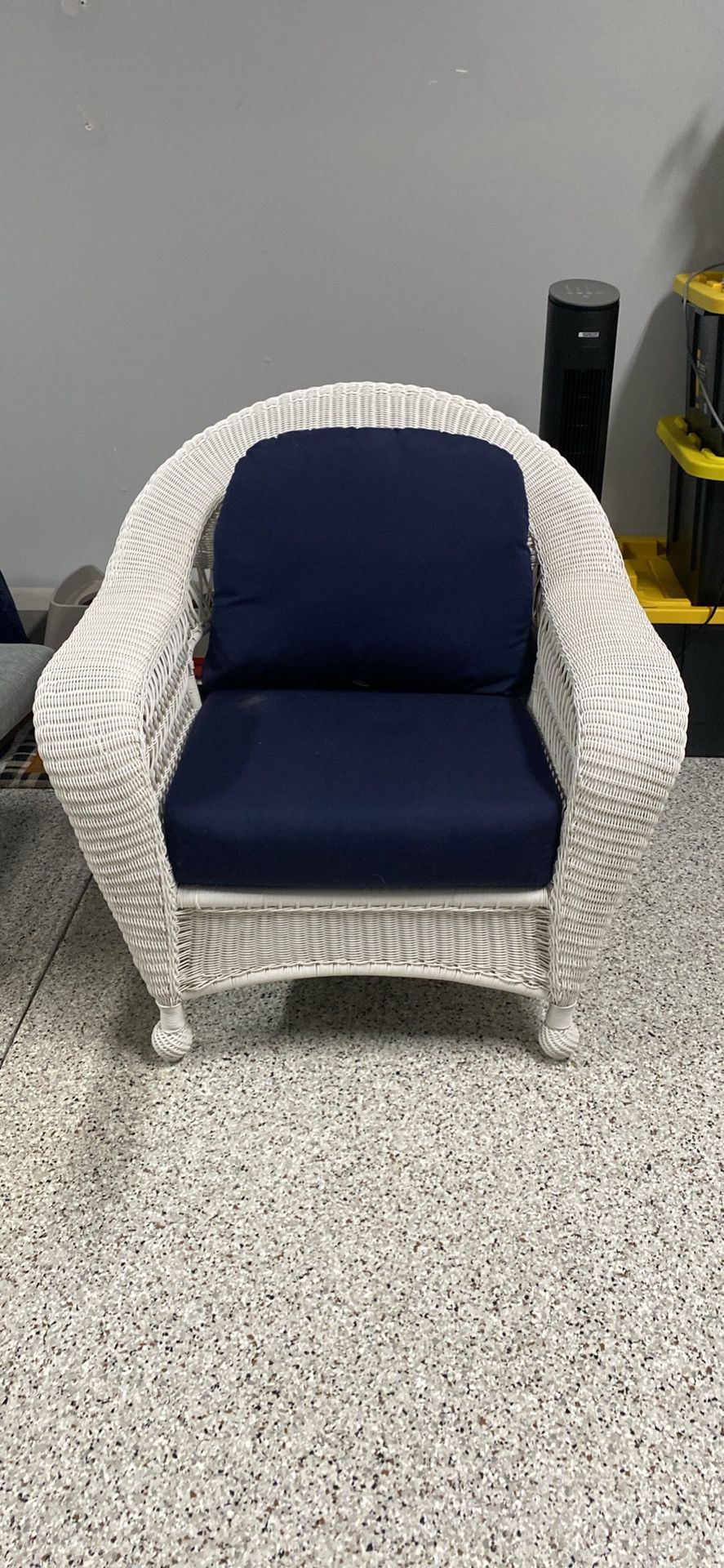 Wicker club chair with ottoman