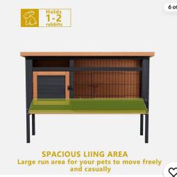 Raised Outdoor Small Animal Backyard Habitat Wood Hutch Weather Resistant Cage