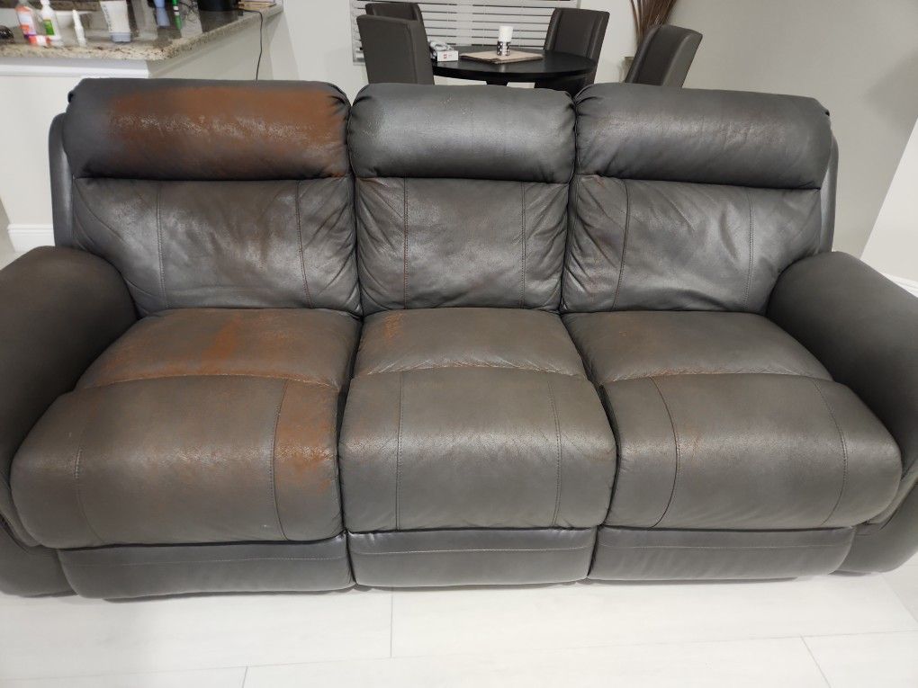 Grey Sofa Manual Recliner FREE