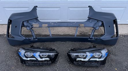 BMW X5 M SPORT G05 LCI FRONT BUMPER AND HEADLIGHT OEM ORIGINAL