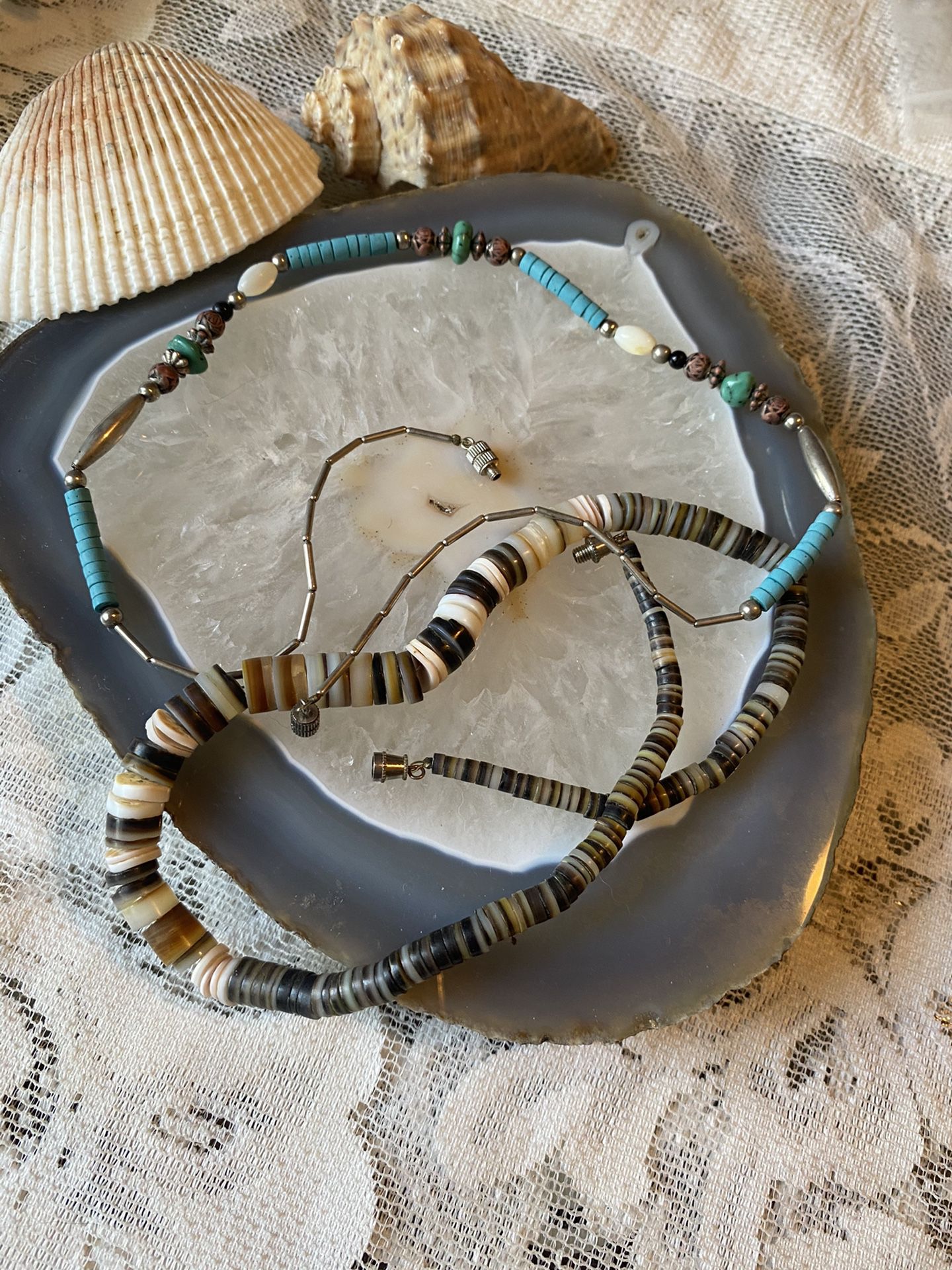 Native American Turquoise Puca Shell 🐚 Necklaces.