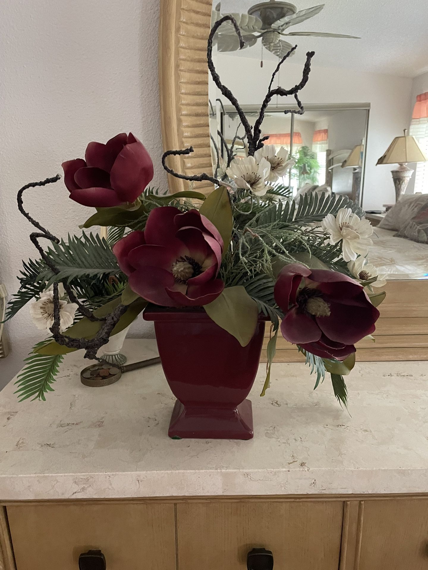 Beautiful Silk Flower Arrangement With Vase