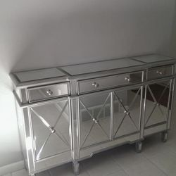 Mirrored 3 Drawer Console 