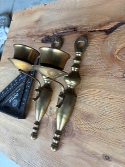 Set of 2 vintage brass candle sconces