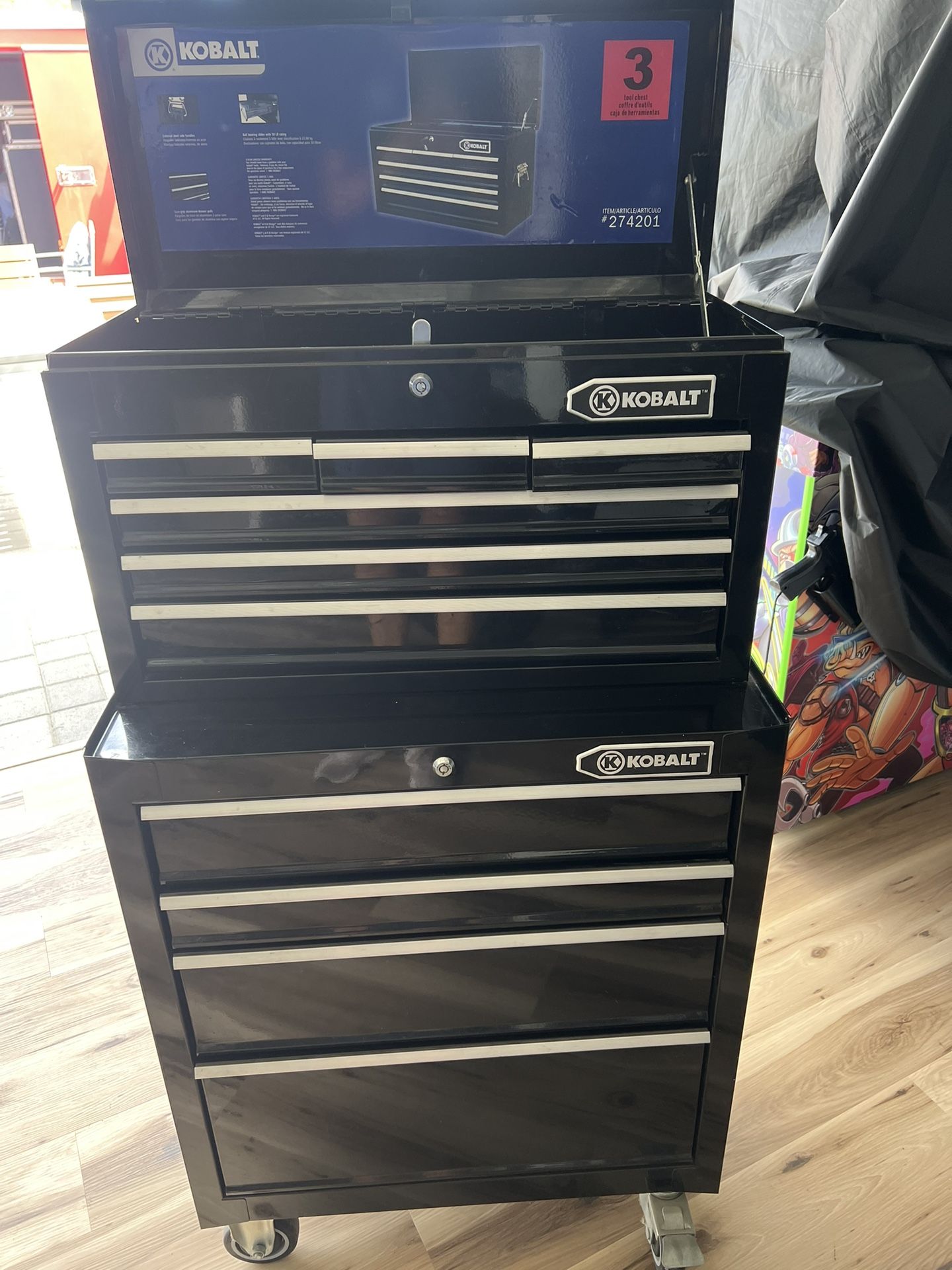 Black Kobalt Tool Chest With Top And Bottom. Great Shape. 