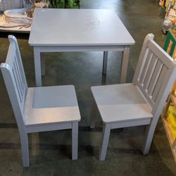 Children Kids Table And Chair Wooden Set Gray Wood 