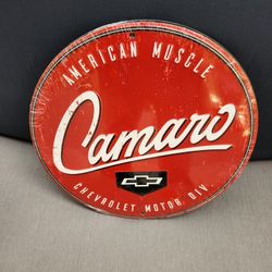 Part Chevy Chevrolet Camaro Muscle Car Logo Embossed Metal Sign 