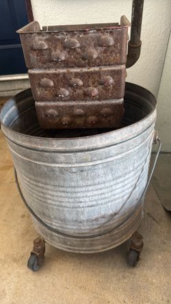 Vintage Galvanized Metal Mop Bucket
