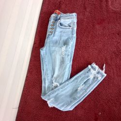 Wax Jean Butt I Love You Juniors Destructed Skinny Jeans Size 3/26 Light Wash 