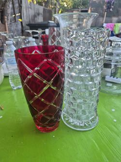 Cut Glass Vases Set of Two