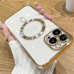 Transparent Phone Case For Magsafe Magnetic Wireless Charging For 14 Pro Max