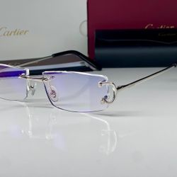 Silver Cartier Big C Glasses Optical Sunglasses