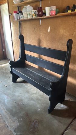 Black wooden bench