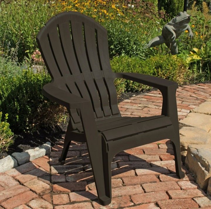 Real Comfort Outdoor Resin Stackable Adirondack Chair, Black (Lot Of 1)
