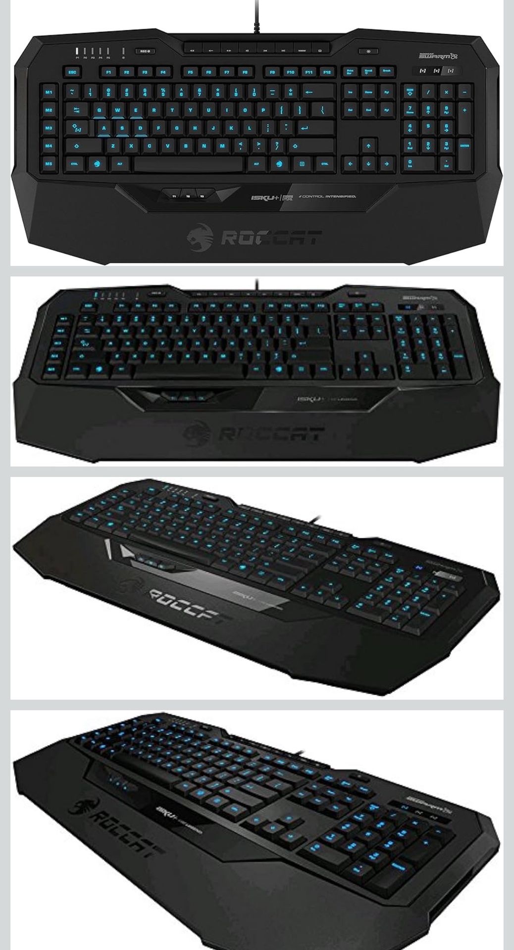 Roccat Isku+ ForceFX Pressure-Sensitive WASD Zone RGB Wired Keyboard