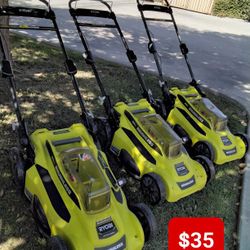 RYOBI 40V CORDLESS LAWM MOWER  USED NO BATTERY NO BAG 