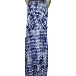Purple and White Tie-Dye Sleeveless Maxi Dress