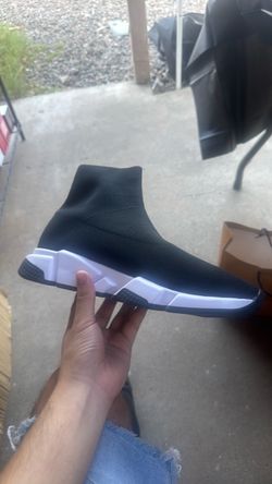Black Sock Sneaker with White Sole