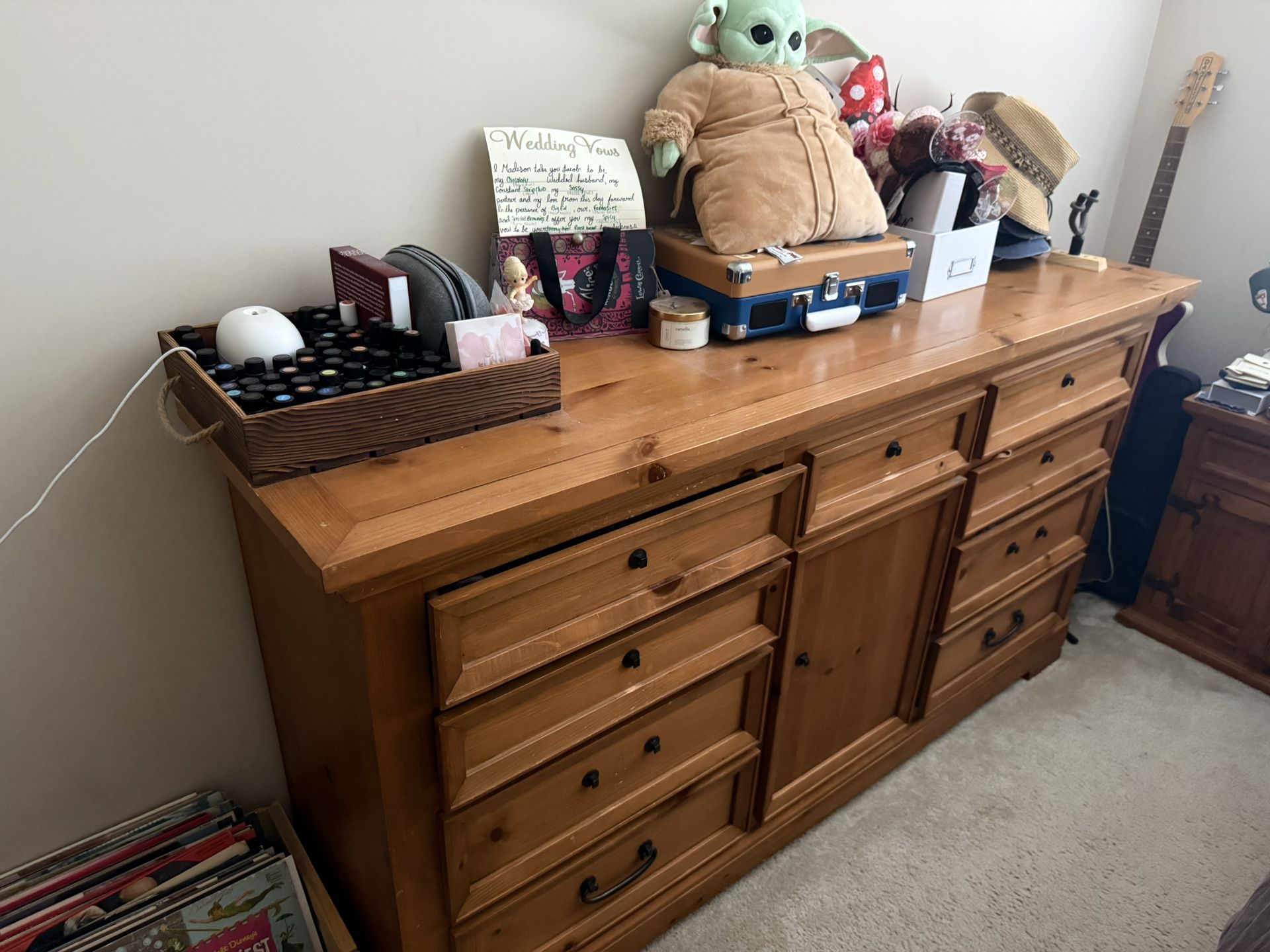 Antique Solid Pine Wood Dresser 3 Pc Set