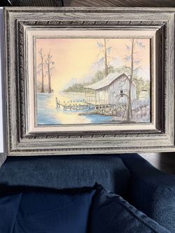 Vintage Framed Oil Painting - "Helene" Signed Louisiana Bayou / Swamp Shack (12x16)