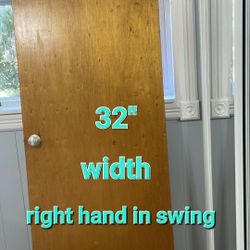 Solid Wood Right Hand In Swing Wooden Door Interior 32" Standard