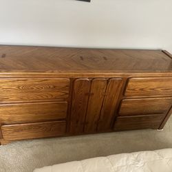 1960 Vintage Oak Wood Bed Room Set