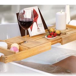 Bamboo Bathtub Caddy Tray-New In Sealed Packaging 