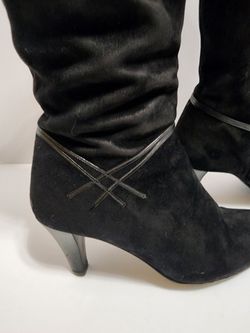Bruno Magli Vintage Black Suede Tall Boots Size 7.5 AA Narrow Made in Italy