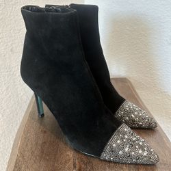 Betsey Johnson Blue Women's Ankle Boot, Black Suede 81/2 M US