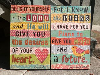 Inspirational Scripture Wood Signs - 2-Piece Set 12”x19”