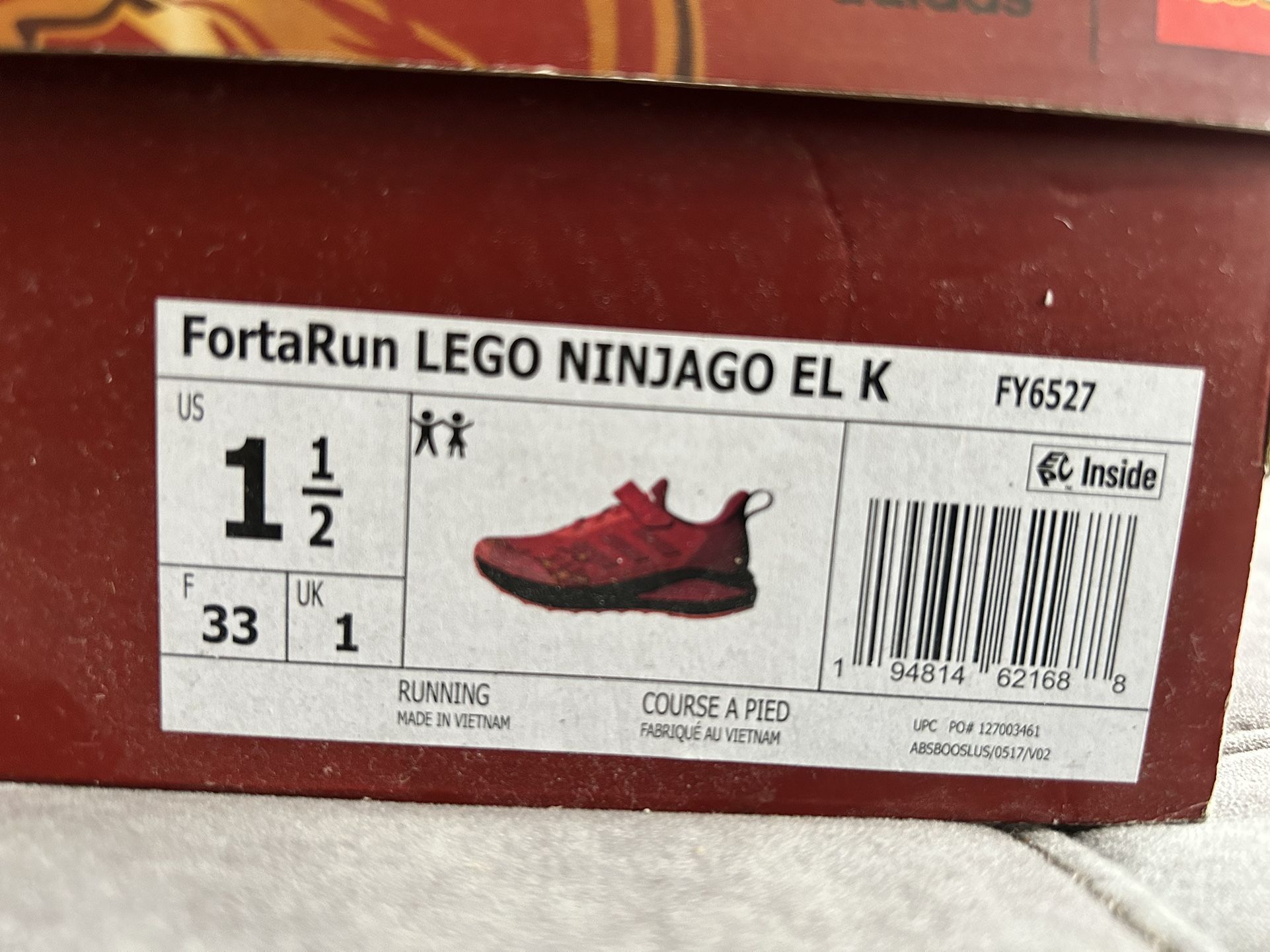 Rare Lego Ninjago Adidas Shoes Kids 1 1/2