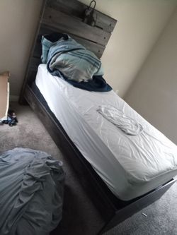 Twin bed with nightlight .