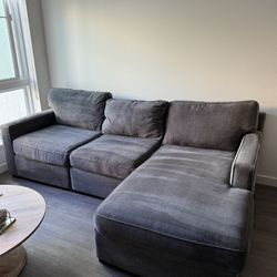 Bradley 3-Piece Fabric Chaise Sectional Sofa (HEAVENLY MOCHA GREY)