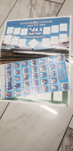 Dodger's Stadium 30 Years Anniversary Poster With Stamps