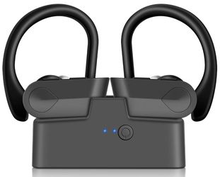 True Wireless Earbuds Bluetooth 5.0 Headphonesk Sweatproof Sport Earphone with Earhook Charging Case Built-in Mic in-Ear Earbuds 40H Playtime HD Ster