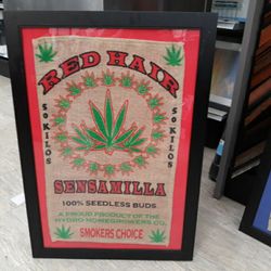 One of a kind framed burlap art work