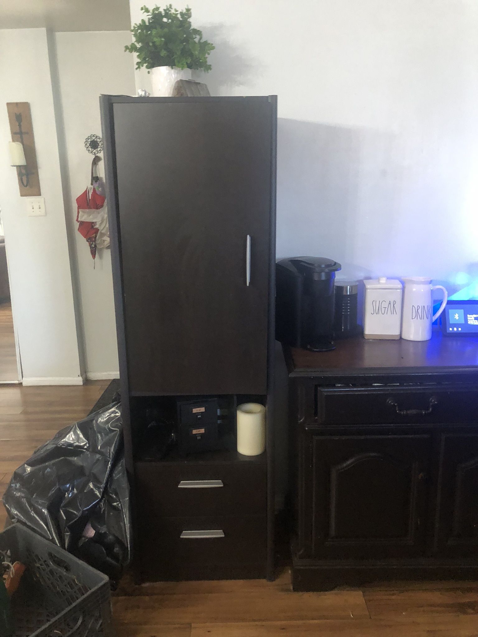 (2) Dark Brown Cabinets