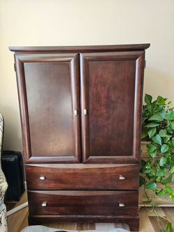 Dark Wood Armoire with Drawers