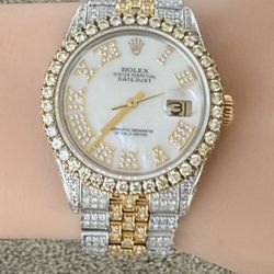 Rolex Pre Owned 36mm DateJust Bussdown MOP Diamond Dial