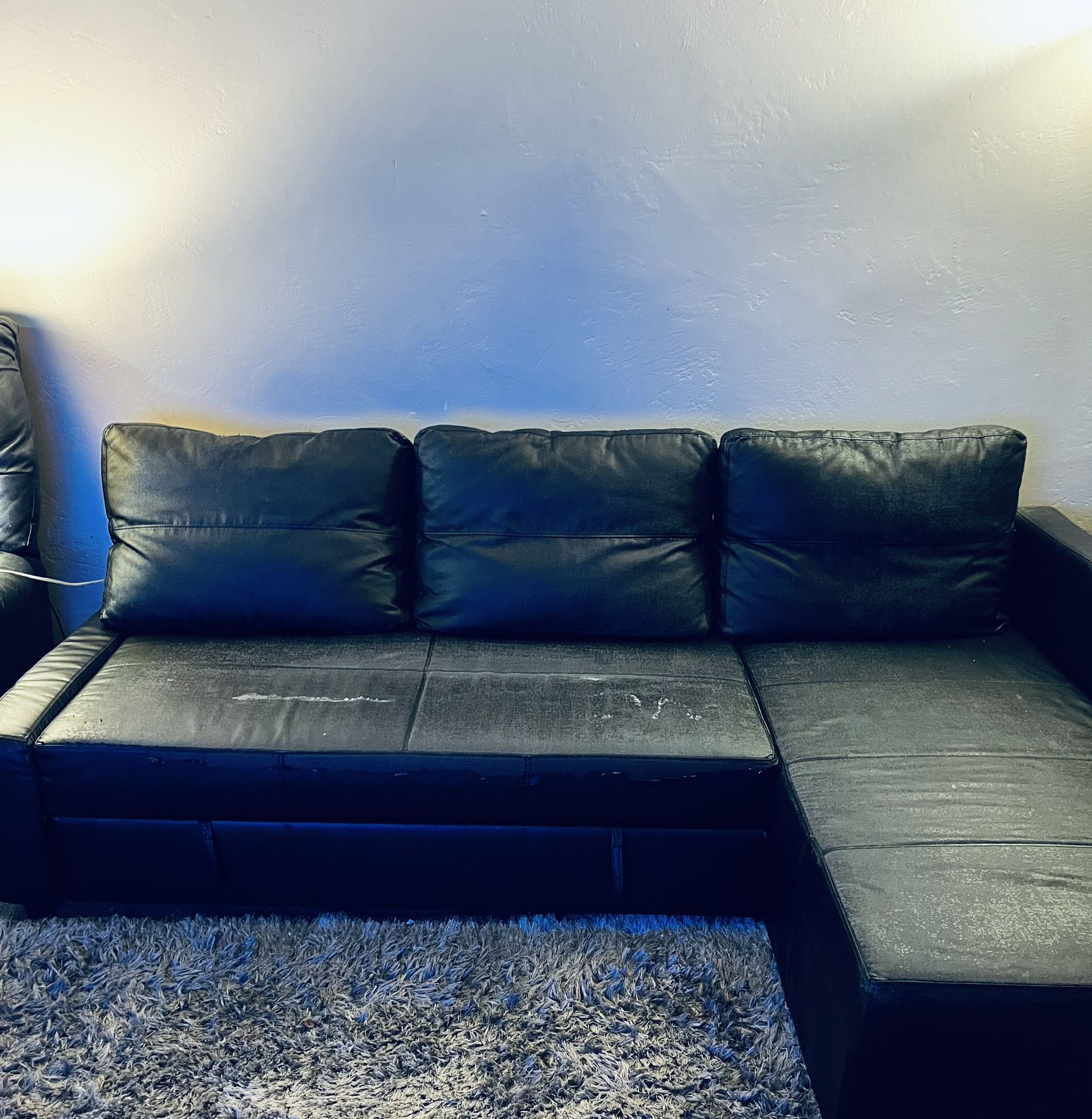Black Leather Couch/Bed