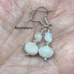 Blue Moonstone Genuine Stone Handmade Earrings