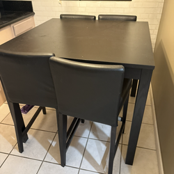 Black Dining Table Set with 4 Chairs