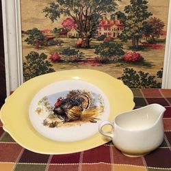 Vintage Turkey Platter & Gravy Boat
