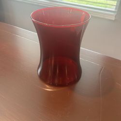 Red glass vase - flowers or decor